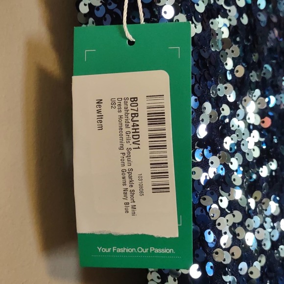 Short Tullle Sequins Homecoming Dress Sarah Bridal Navy 2 - Picture 4 of 10